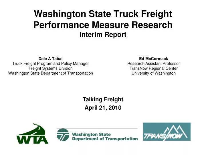 washington state truck freight performance measure research interim report