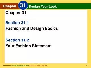 Section 31.1 Fashion and Design Basics Section 31.2 Your Fashion Statement