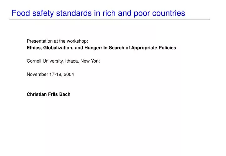 food safety standards in rich and poor countries