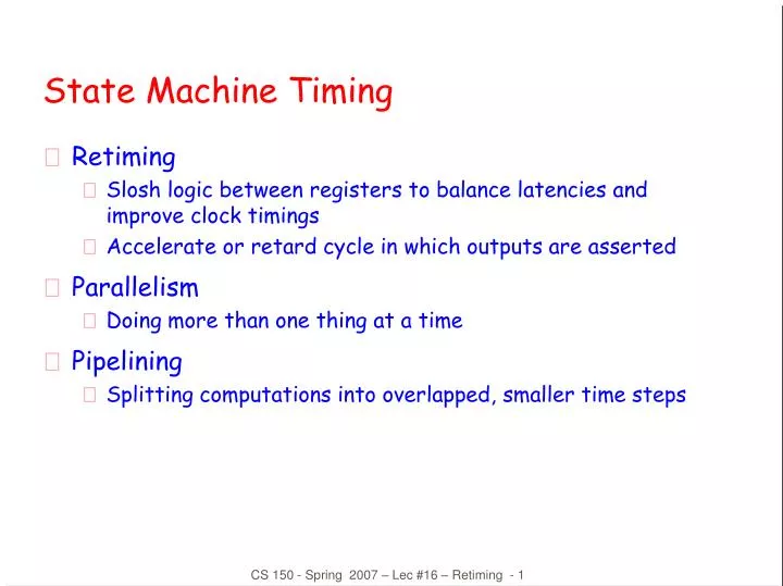 state machine timing