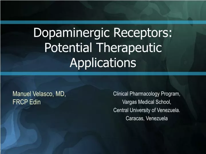 dopaminergic receptors potential therapeutic applications