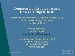 Common Bankruptcy Issues: How to Mitigate Risk