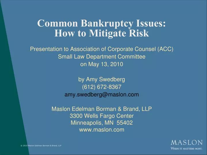 common bankruptcy issues how to mitigate risk