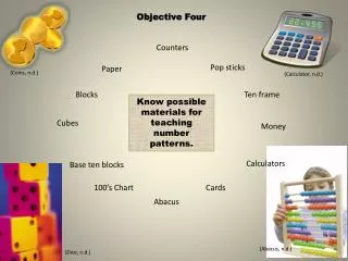 Know possible materials for teaching number patterns.