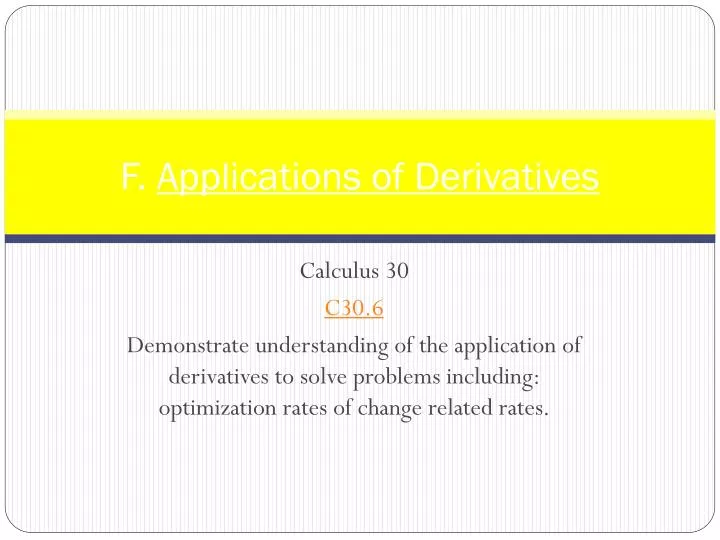f applications of derivatives