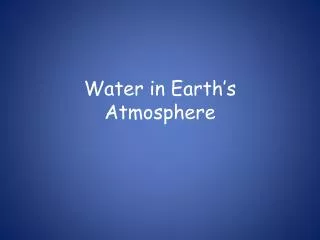 water in earth s atmosphere