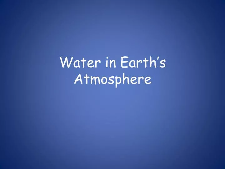water in earth s atmosphere