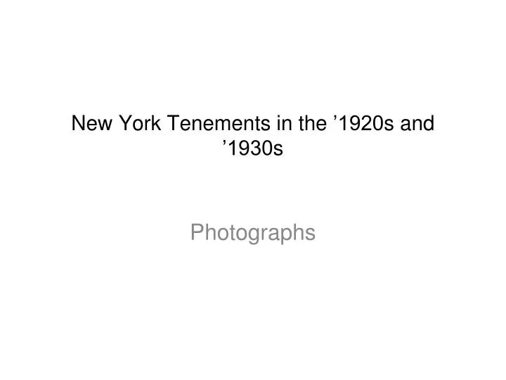 new york tenements in the 1920 s and 1930 s