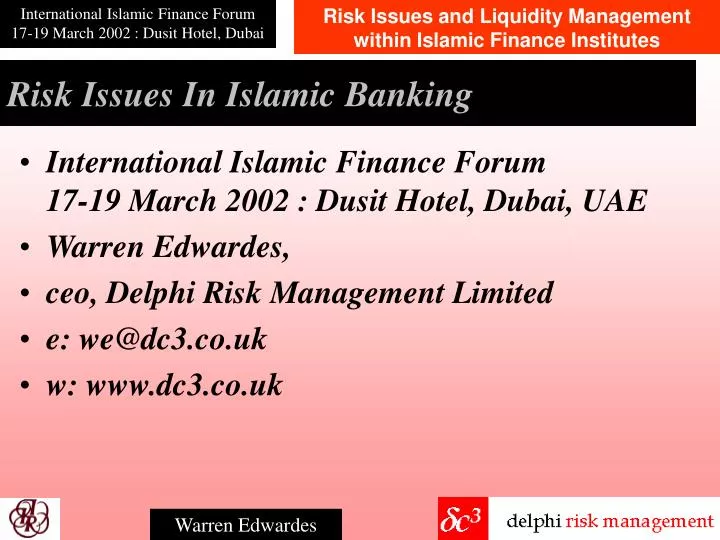 risk issues in islamic banking