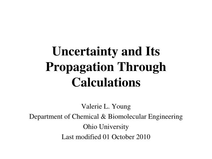 uncertainty and its propagation through calculations