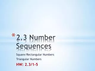 2.3 Number Sequences