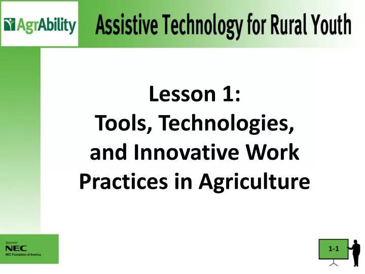 lesson 1 tools technologies and innovative work practices in agriculture