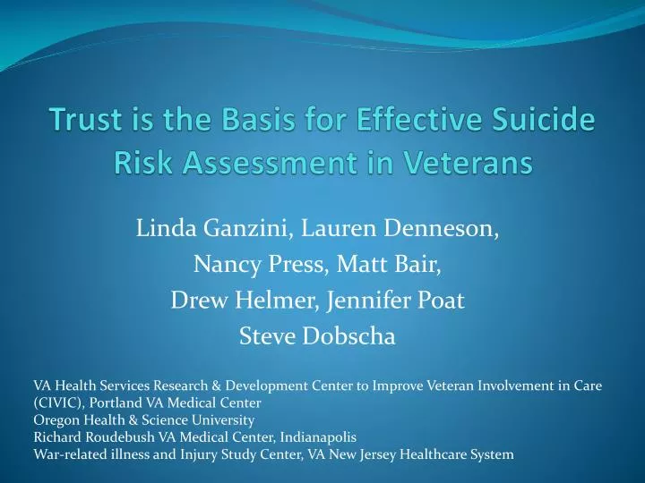 trust is the basis for effective suicide risk assessment in veterans