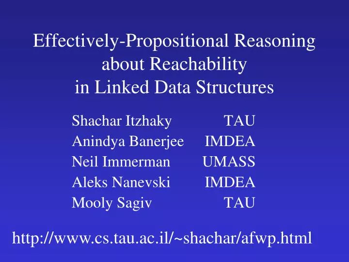 effectively propositional reasoning about reachability in linked data structures