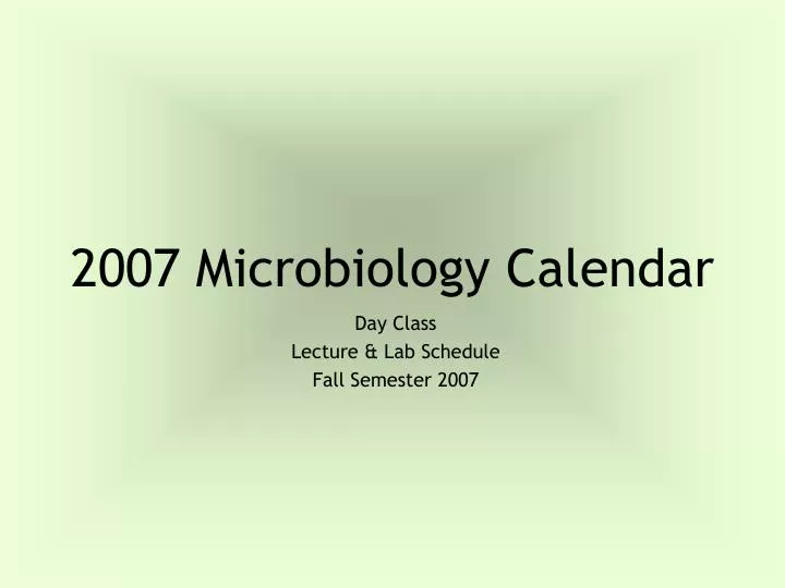 2007 microbiology calendar