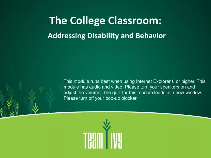 the college classroom addressing disability and behavior
