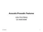 Acoustic/Prosodic Features