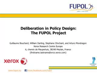 Deliberation in Policy Design: The FUPOL Project