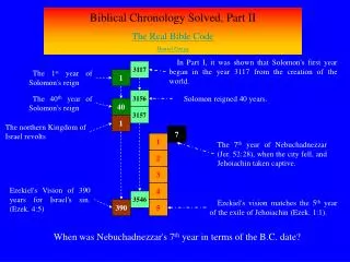 Biblical Chronology Solved, Part II The Real Bible Code Daniel Gregg