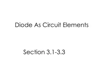 Diode As Circuit Elements