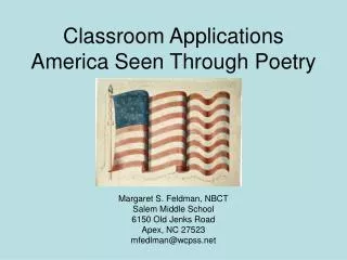 Classroom Applications America Seen Through Poetry