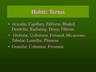 Habit: Terms