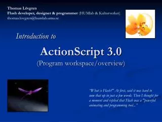 ActionScript 3.0 ( Program workspace/overview )