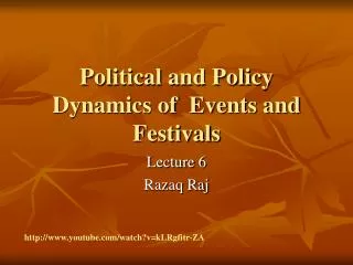 Political and Policy Dynamics of Events and Festivals