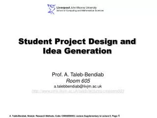 Student Project Design and Idea Generation