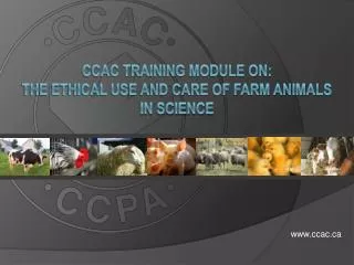 CCAC Training Module on: the Ethical Use and Care of Farm Animals in Science