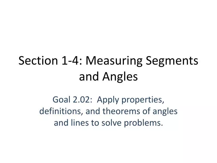 section 1 4 measuring segments and angles