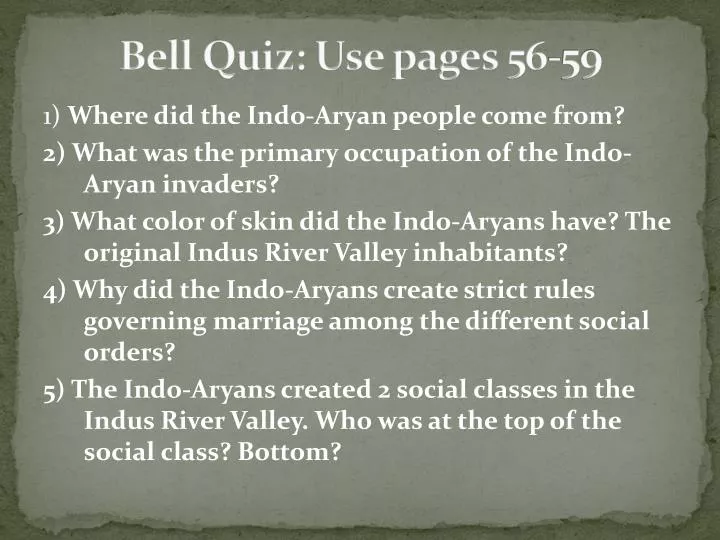 bell quiz use pages 56 59