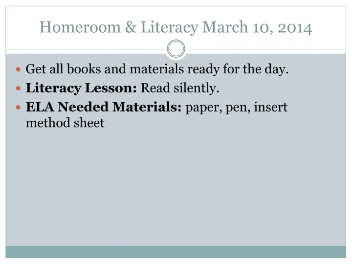 homeroom literacy march 10 2014