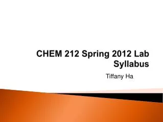 CHEM 212 Spring 2012 Lab Syllabus