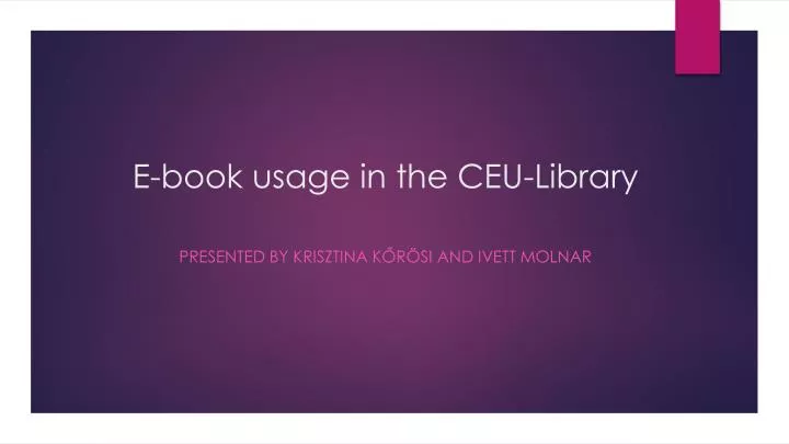 e book usage in the ceu library