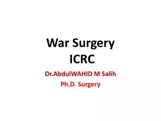 War Surgery ICRC
