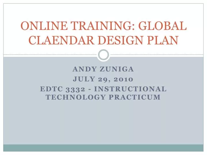 online training global claendar design plan