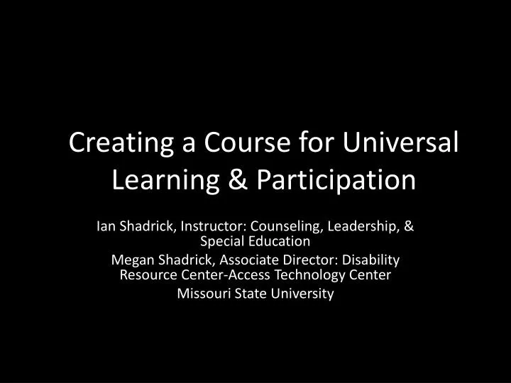 creating a course for universal learning participation