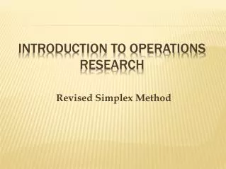 Introduction to Operations Research