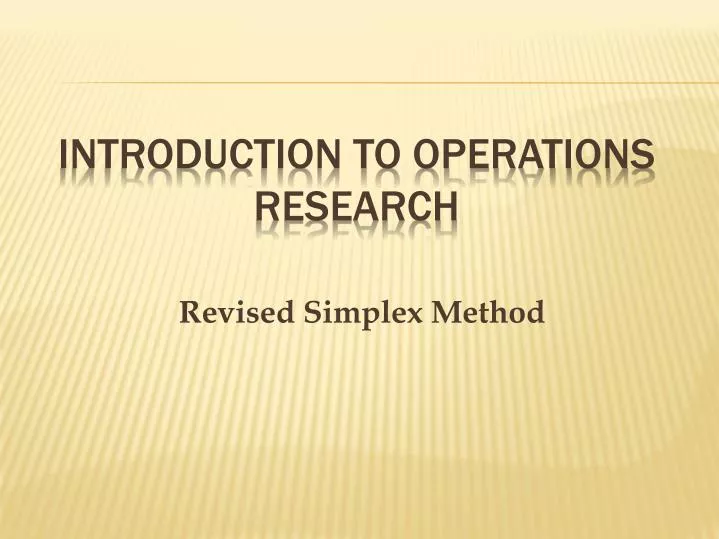 revised simplex method