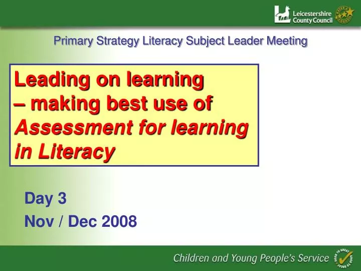 primary strategy literacy subject leader meeting