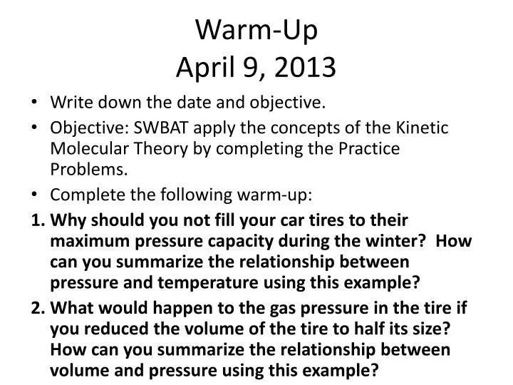 warm up april 9 2013