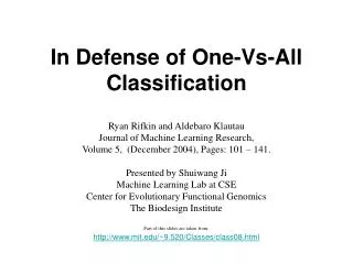 In Defense of One-Vs-All Classification
