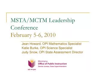 MSTA/MCTM Leadership Conference February 5-6, 2010