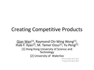 Creating Competitive Products