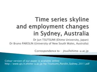 Time series skyline and employment changes in Sydney, Australia