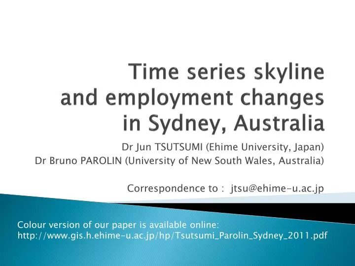 time series skyline and employment changes in sydney australia