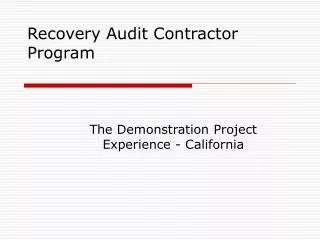 Recovery Audit Contractor Program