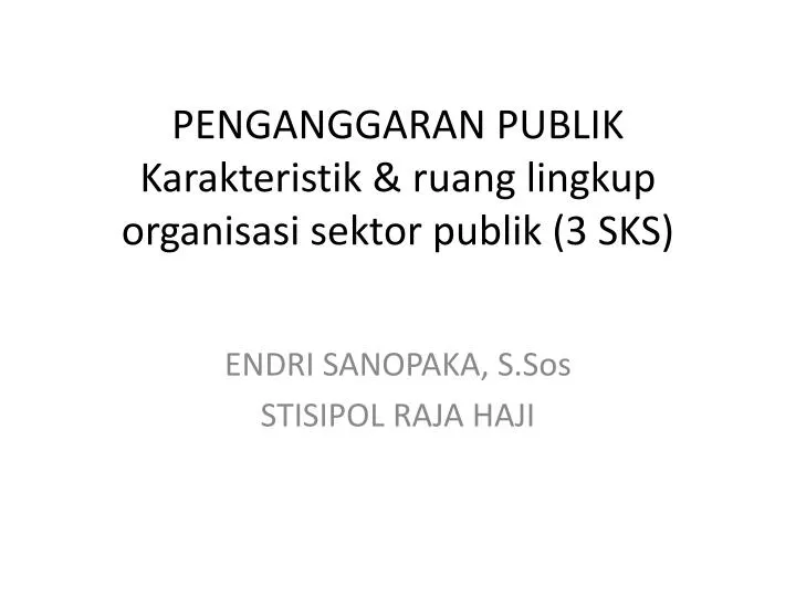 penganggaran publik karakteristik ruang lingkup organisasi sektor publik 3 sks
