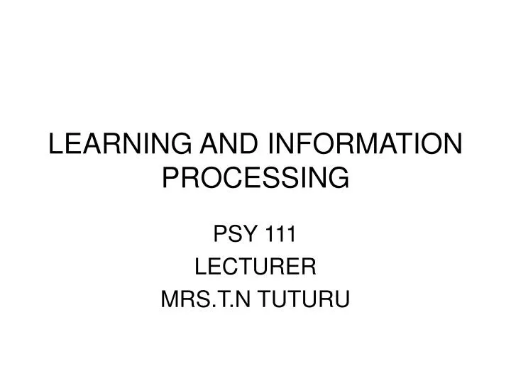 learning and information processing